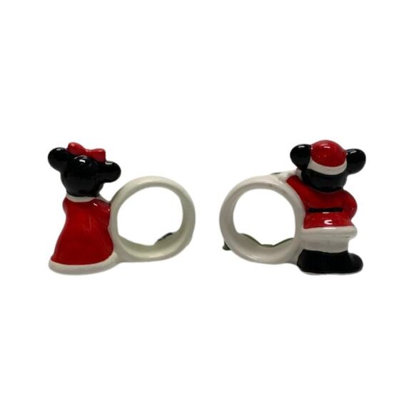 VTG WALT DISNEY Productions Christmas Napkin Rings Mickey & Minnie Mouse Japan - Picture 5 of 6